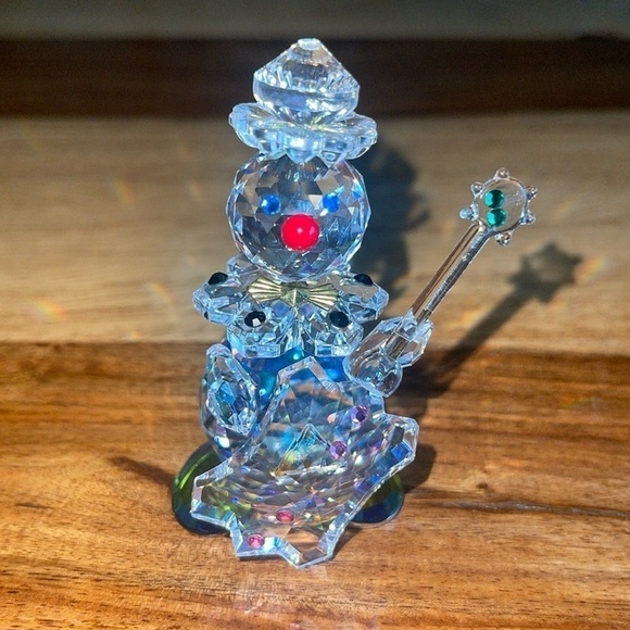 Vintage Faceted Crystal Clown Figurine Playing Guitar - Picture 1 of 6